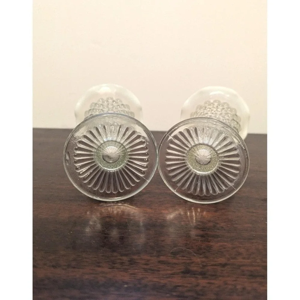 4pc Vintage Fenton Style Hobnail Glass Opalescent White Vases Candle Holders